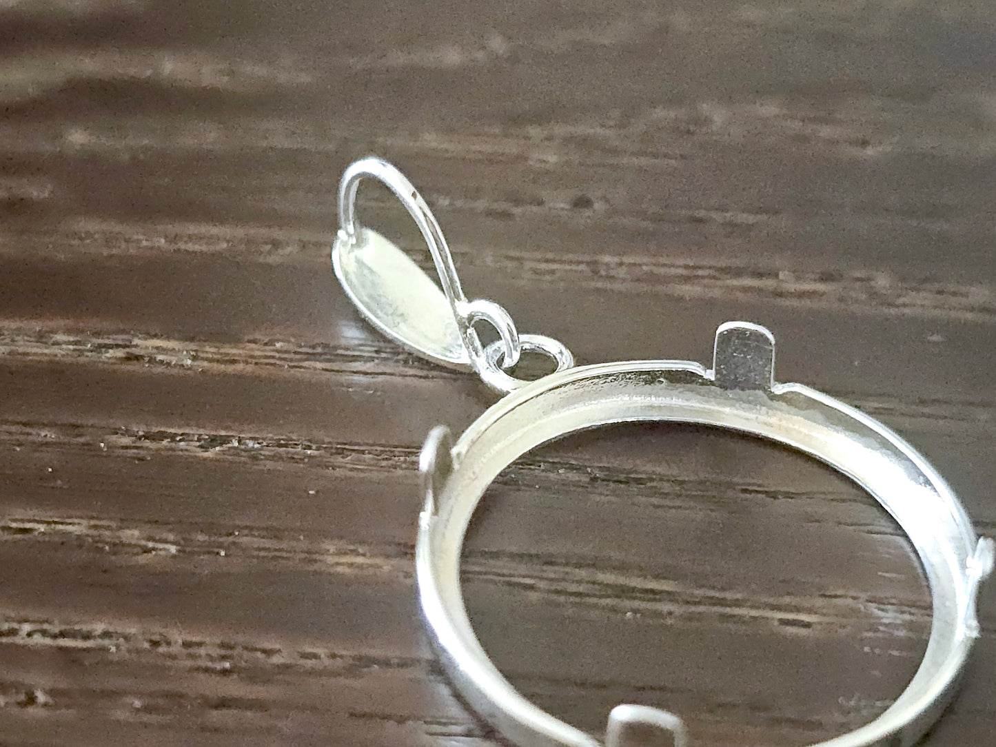 925 Sterling Silver Prong Back Simple Bezel for 19mm Penny 1 Cent Coins