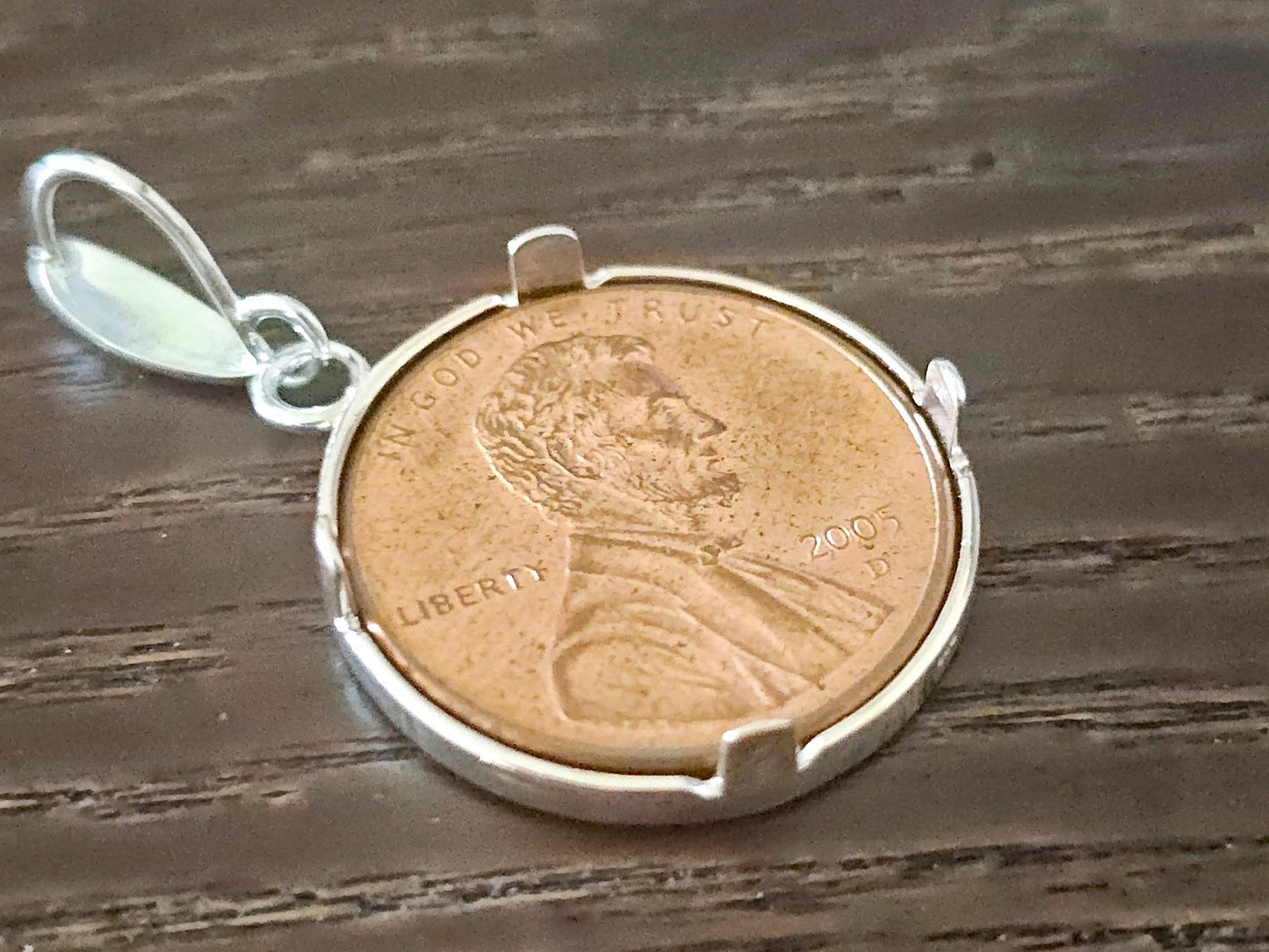 925 Sterling Silver Prong Back Simple Bezel for 19mm Penny 1 Cent Coins