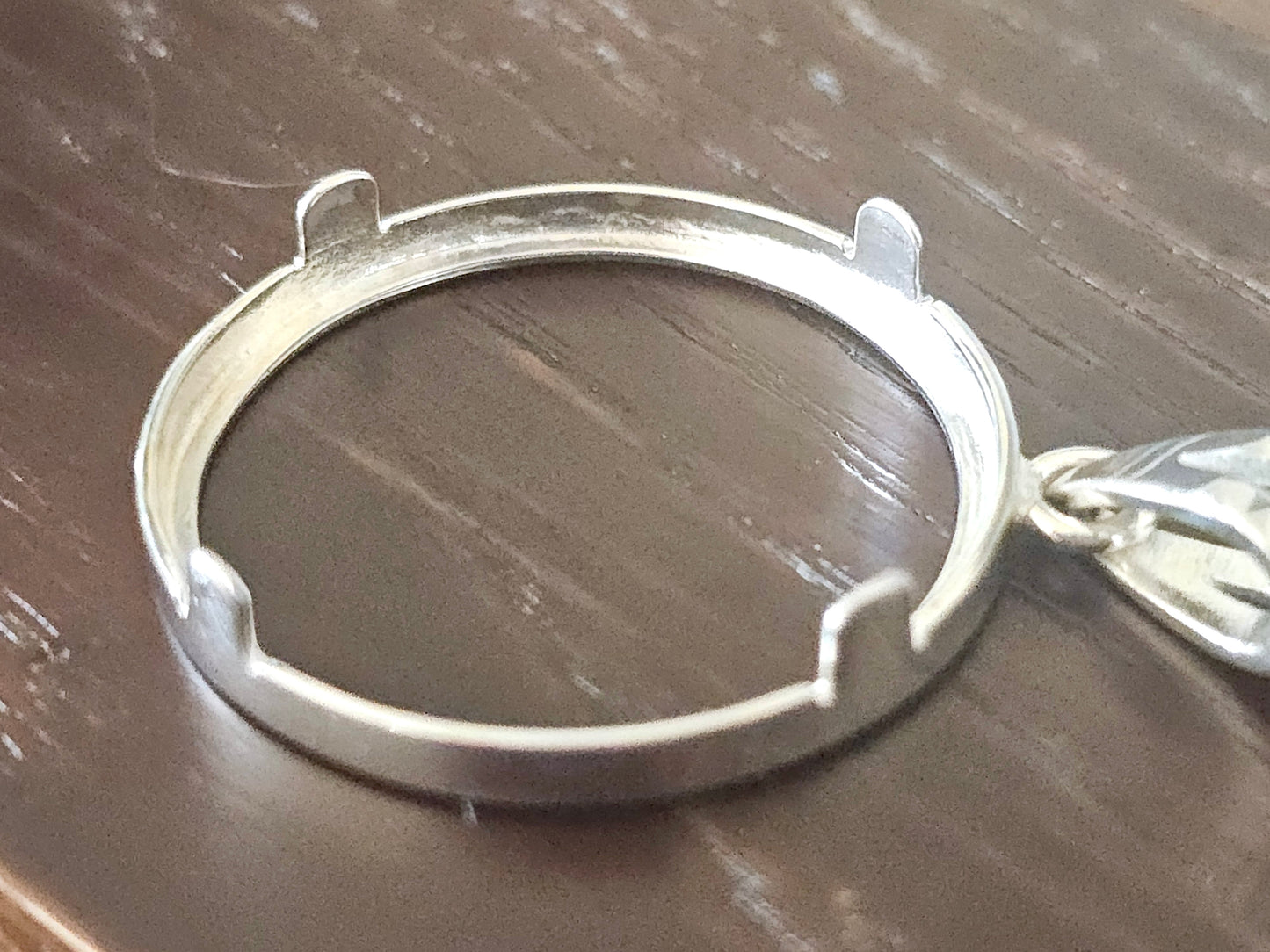 925 Sterling Silver Prong Back Simple Bezel for 24mm Quarters 25 Cents Coins
