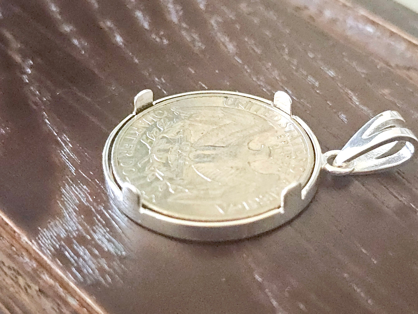 925 Sterling Silver Prong Back Simple Bezel for 24mm Quarters 25 Cents Coins