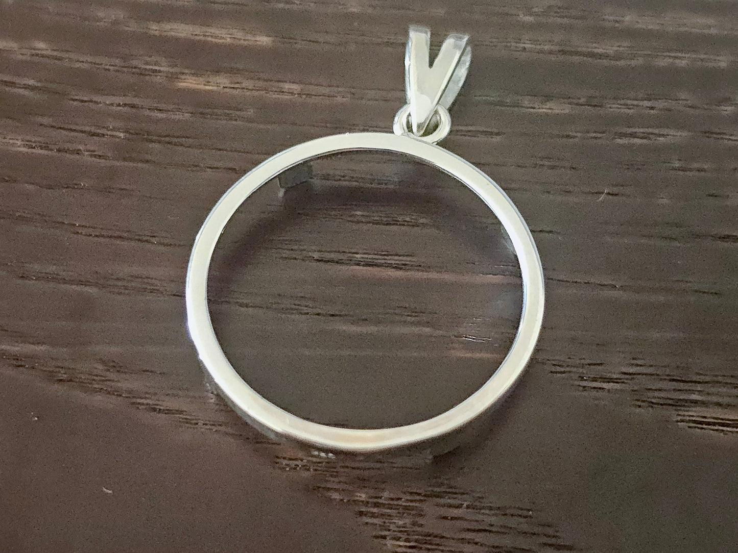 925 Sterling Silver Prong Back Simple Bezel for 24mm Quarters 25 Cents Coins