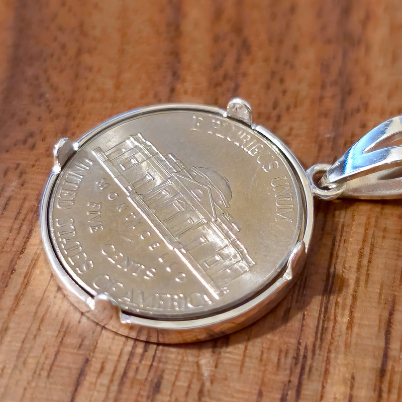 925 Sterling Silver Prong Back Simple Bezel for 22mm Nickel 5 Cent Coins