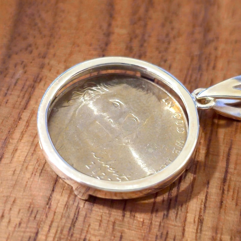 925 Sterling Silver Prong Back Simple Bezel for 22mm Nickel 5 Cent Coins