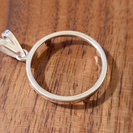 925 Sterling Silver Prong Back Simple Bezel for 22mm Nickel 5 Cent Coins