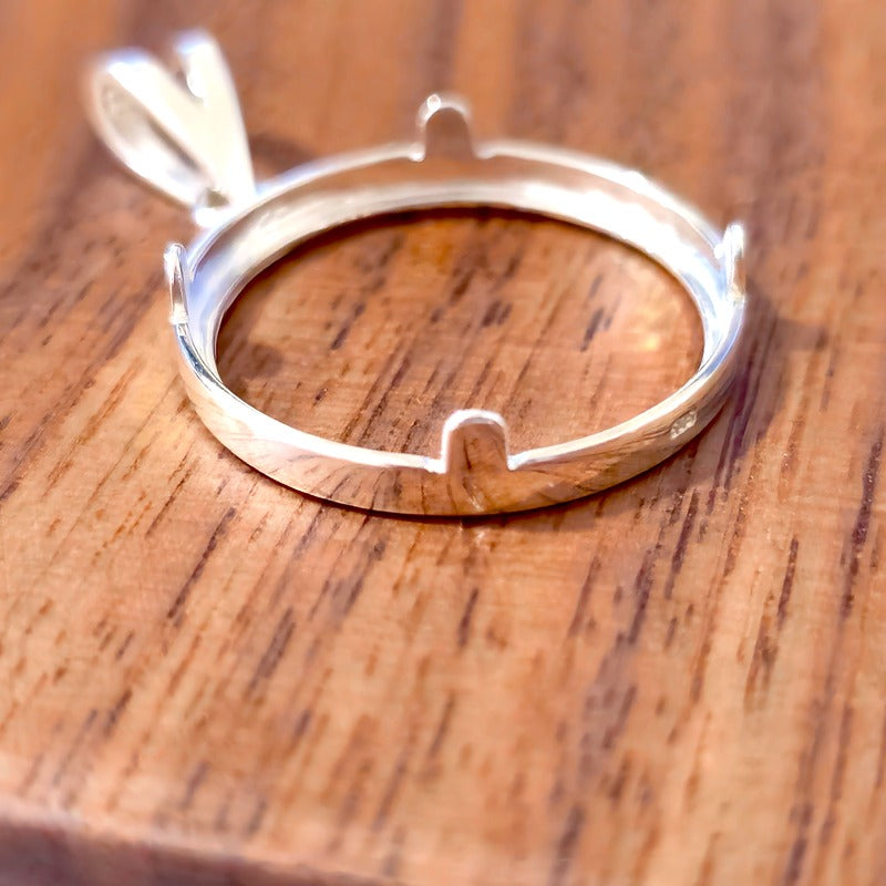 925 Sterling Silver Prong Back Simple Bezel for 22mm Nickel 5 Cent Coins