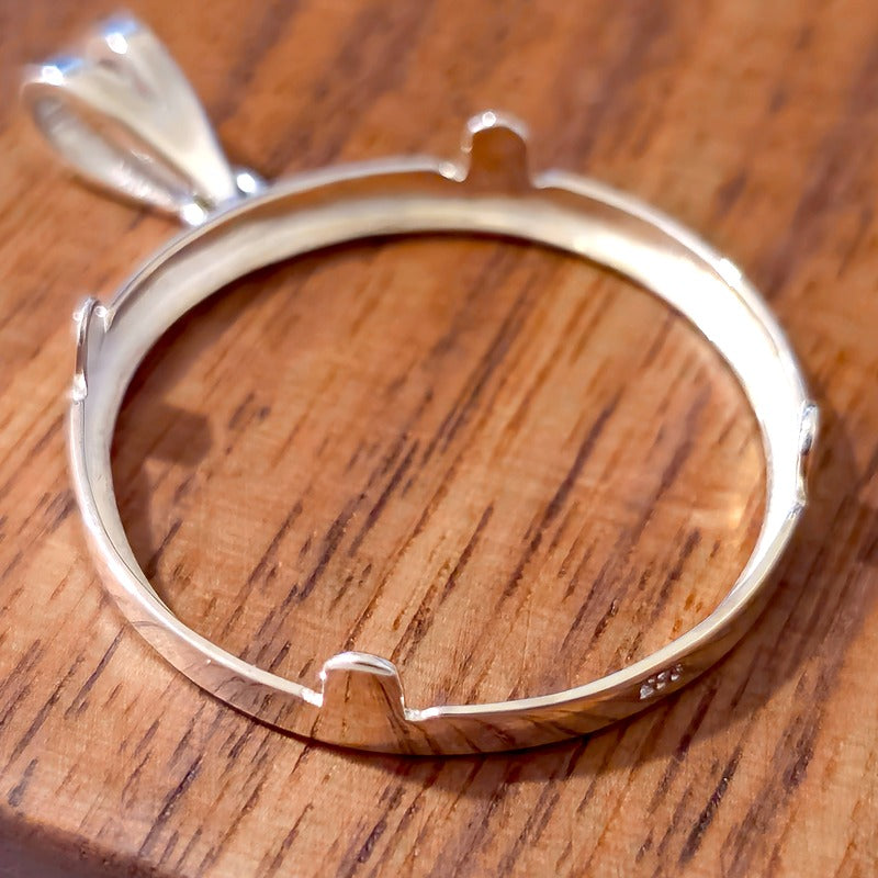 925 Sterling Silver Prong Back Simple Bezel for 26mm Susan B Anthony Dollar Coin