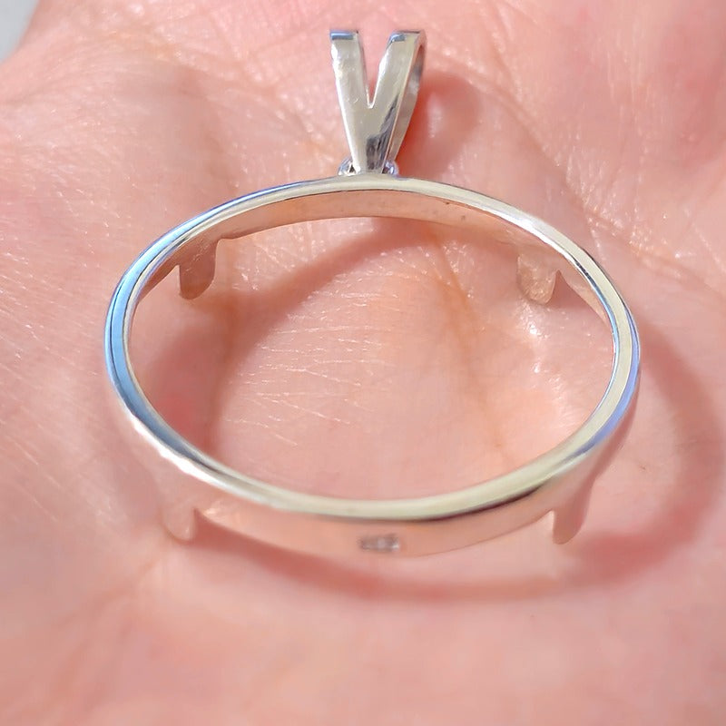 925 Sterling Silver Prong Back Simple Bezel for 26mm Susan B Anthony Dollar Coin