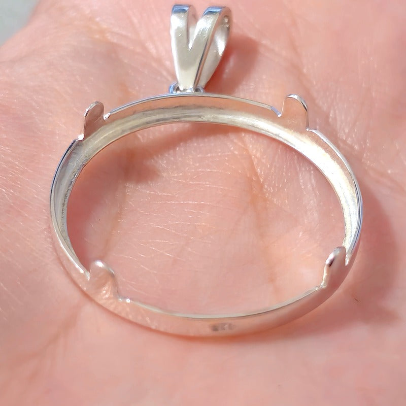 925 Sterling Silver Prong Back Simple Bezel for 26mm Susan B Anthony Dollar Coin
