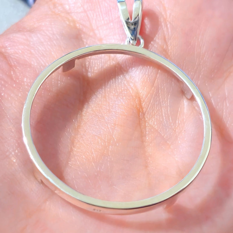 925 Sterling Silver Prong Back Simple Bezel for 34mm Mexican 1 Peso Coins