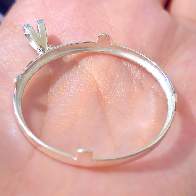 925 Sterling Silver Prong Back Simple Bezel for 34mm Mexican 1 Peso Coins