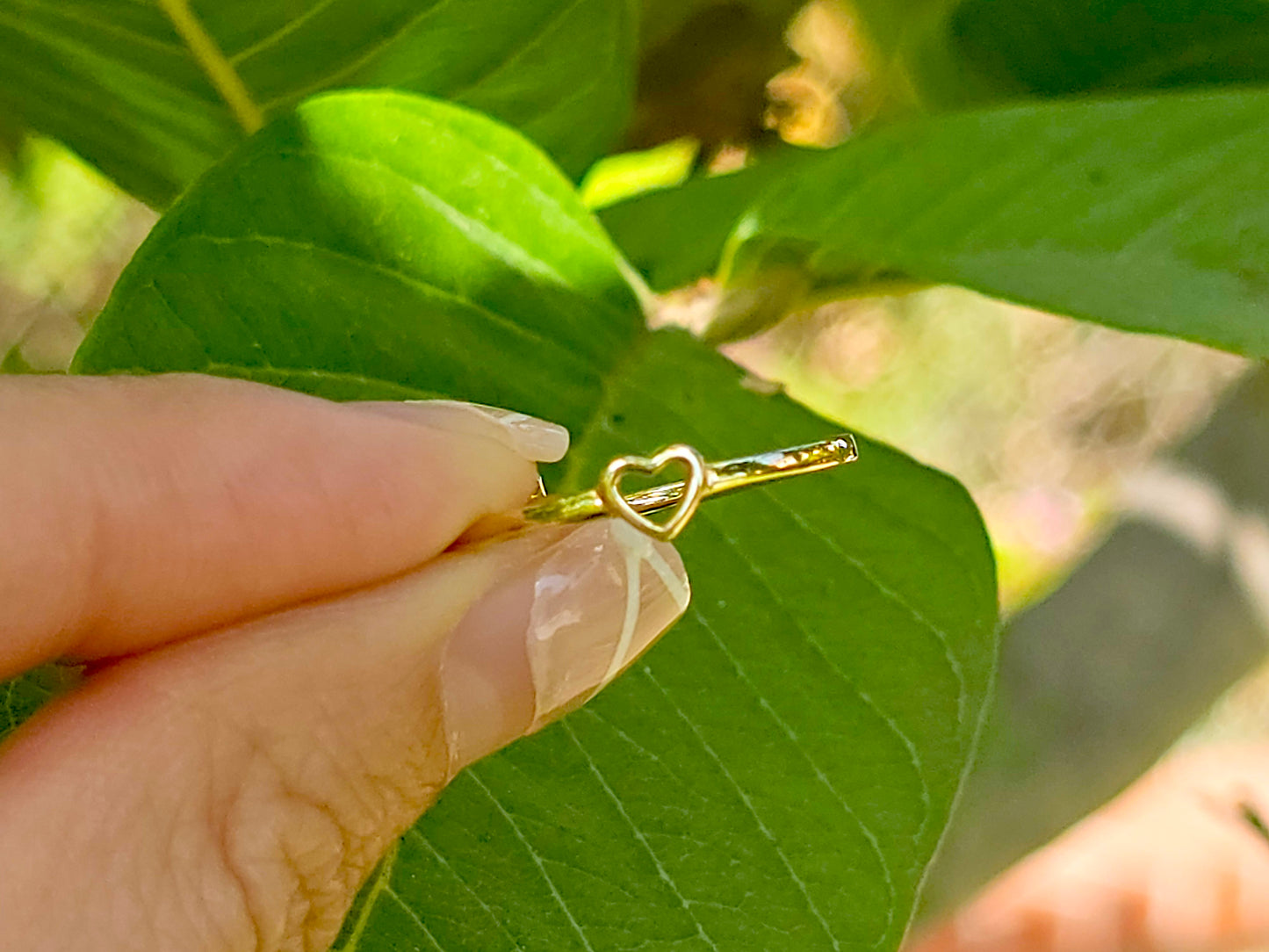 14K Solid Yellow Gold Cross and Heart Two Sided Ring Band with CZ Stones