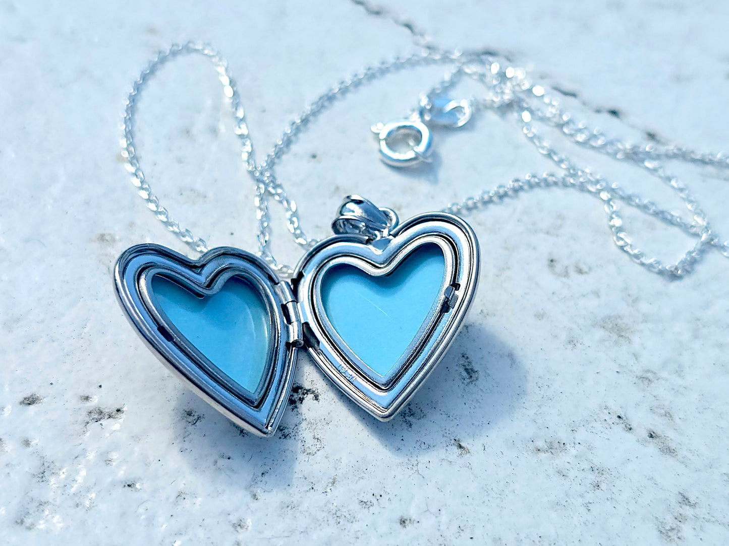 925 Sterling Silver Diamond Heart Locket Pendant with Engraved Star