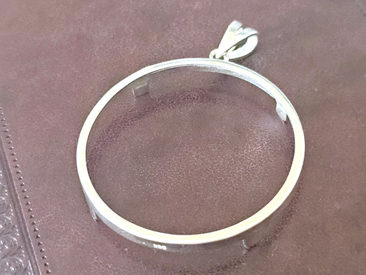 925 Sterling Silver Prong Back Simple Bezel for 36mm Coins