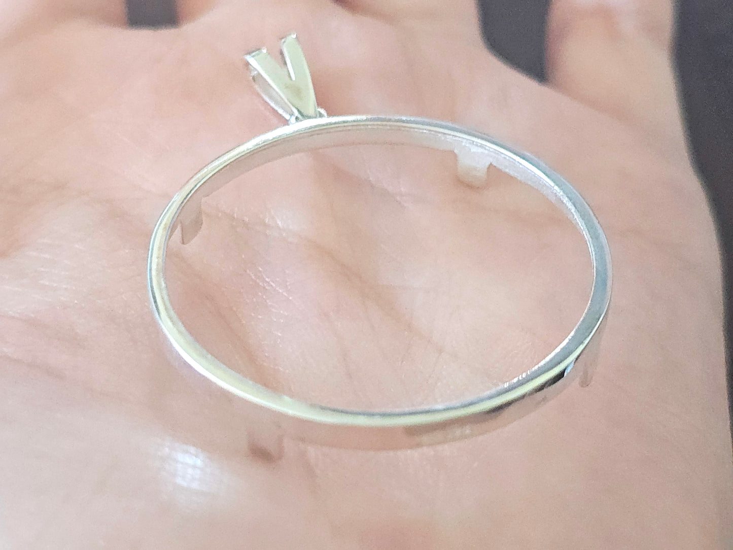 925 Sterling Silver Prong Back Simple Bezel for 36mm Coins