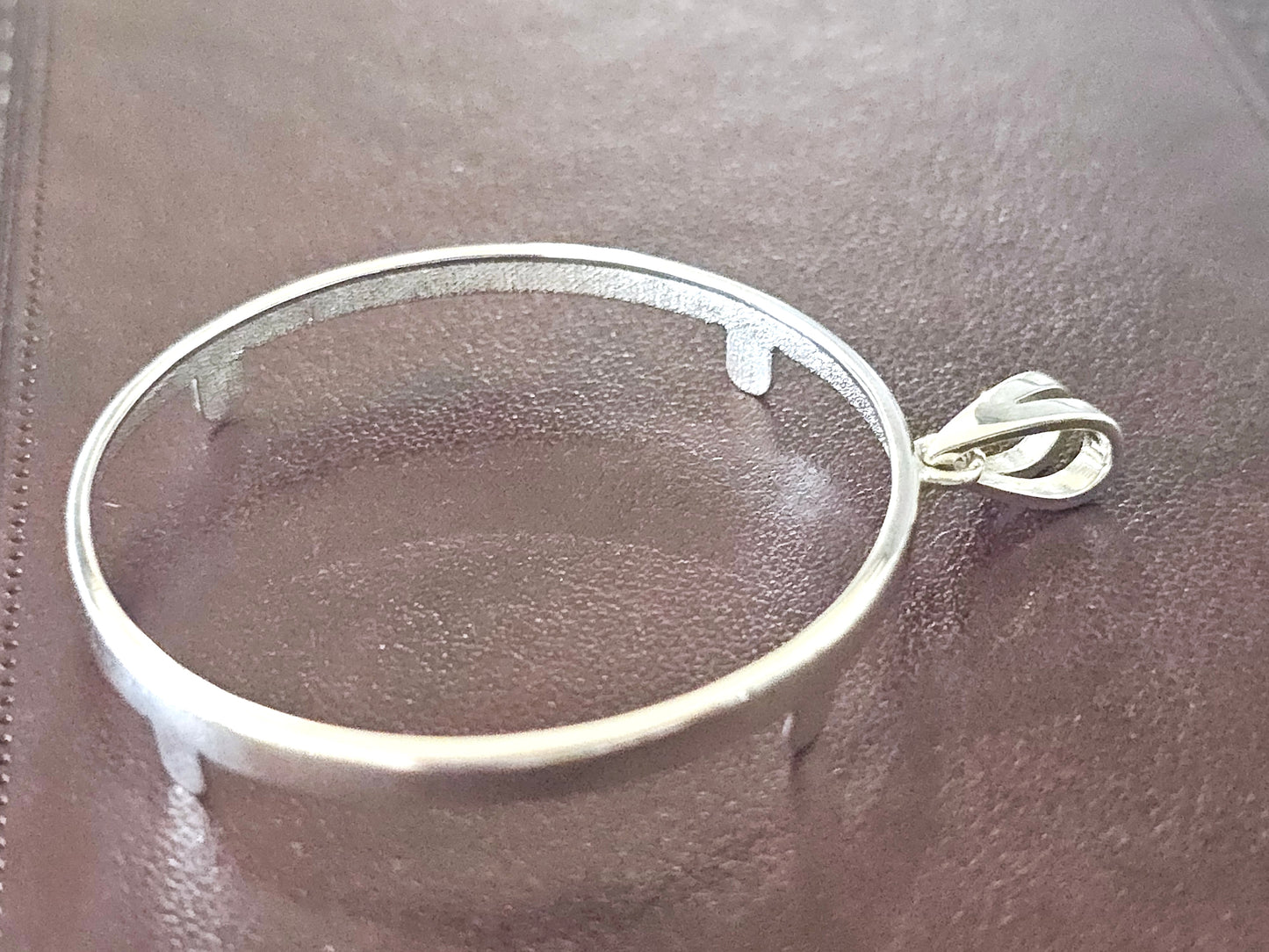 925 Sterling Silver Prong Back Simple Bezel for 38mm 1 Dollar Coins