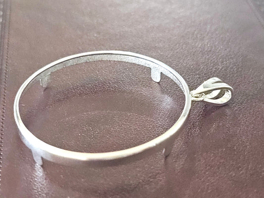 925 Sterling Silver Prong Back Simple Bezel for 38mm 1 Dollar Coins