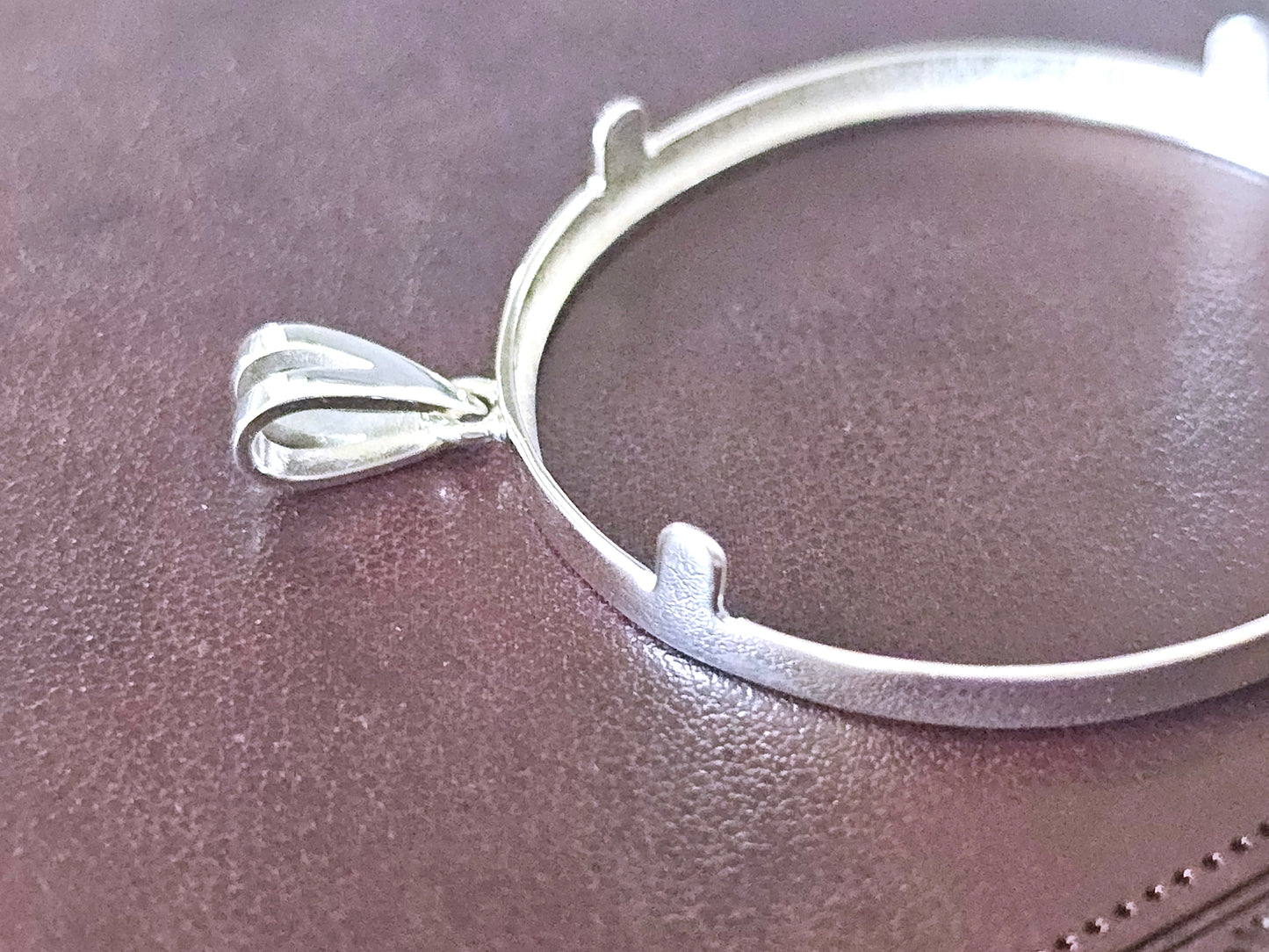 925 Sterling Silver Prong Back Simple Bezel for 38mm 1 Dollar Coins