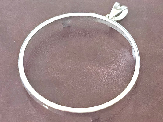 925 Sterling Silver Prong Back Simple Bezel for 39mm 1 oz Silver Rounds Casino Chips Mexican Cien Pesos Coins