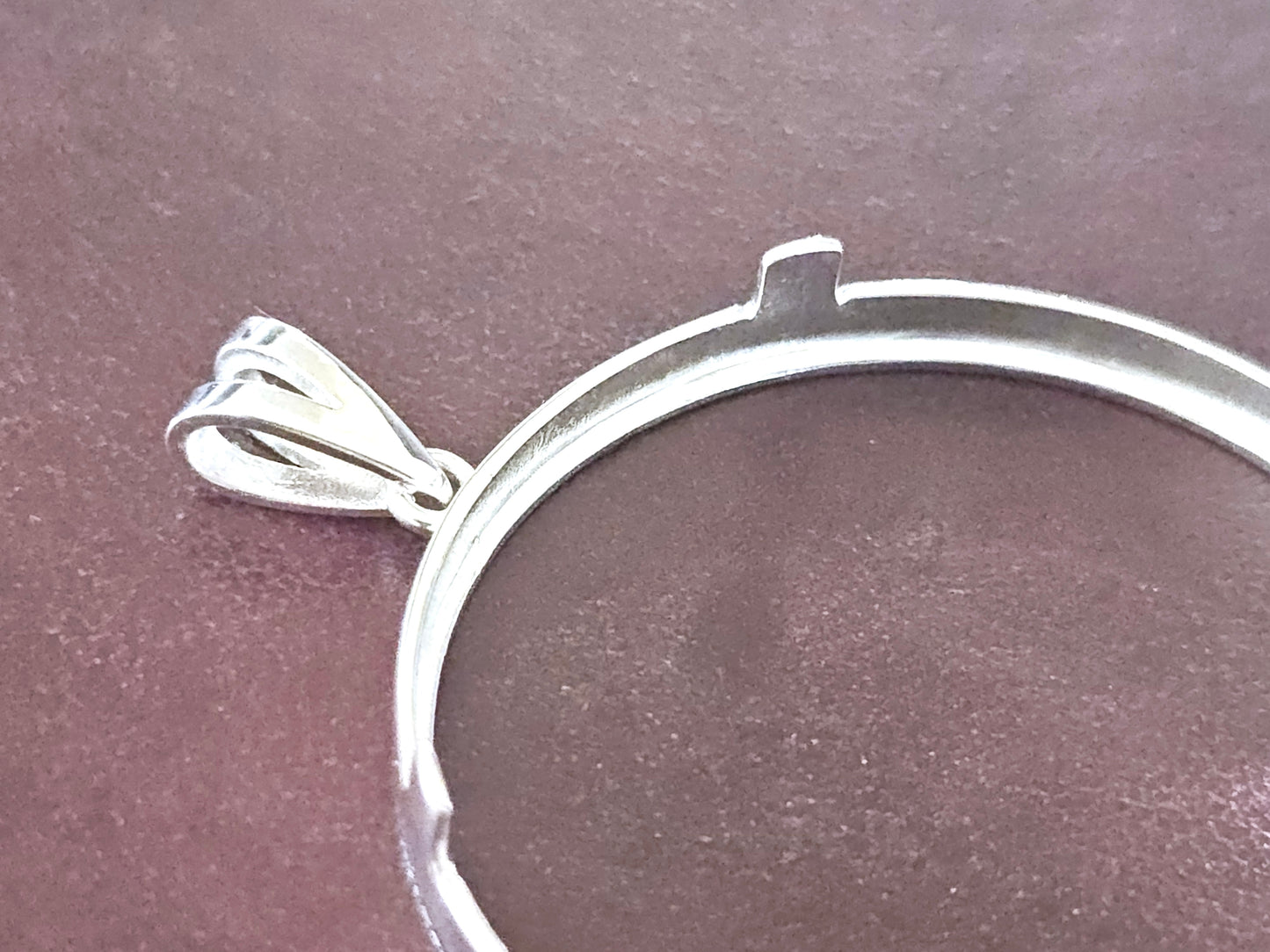 925 Sterling Silver Prong Back Simple Bezel for 39mm 1 oz Silver Rounds Casino Chips Mexican Cien Pesos Coins