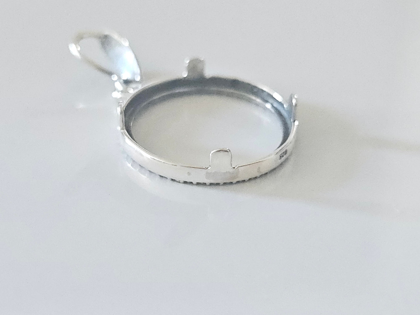 925 Sterling Silver Prong Back Illusion Edge Bezel for 18mm Dime 10 Cent Coins