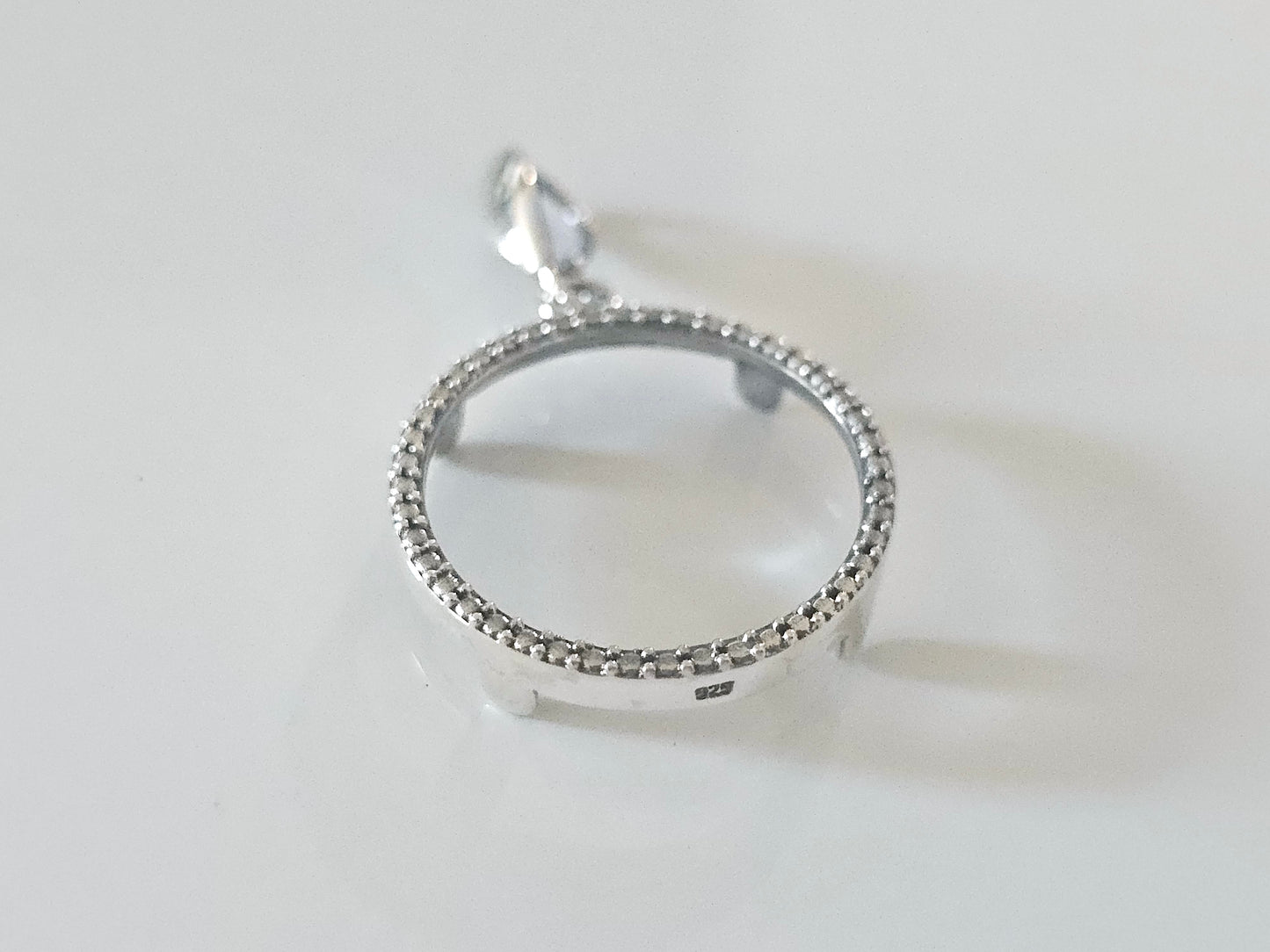 925 Sterling Silver Prong Back Illusion Edge Bezel for 19mm Penny 1 Cent Coins