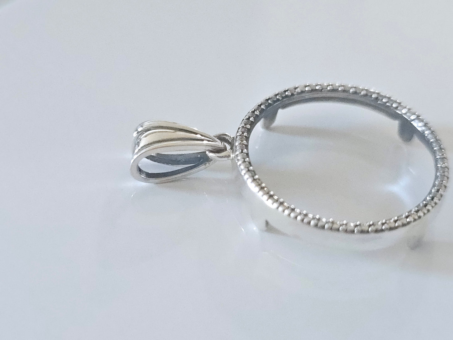 925 Sterling Silver Prong Back Illusion Edge Bezel for 21mm Nickel 5 Cent Coins