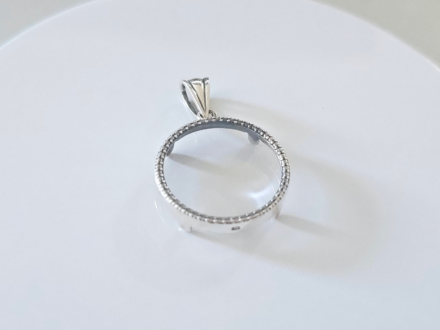 925 Sterling Silver Prong Back Illusion Edge Bezel for 21mm Nickel 5 Cent Coins