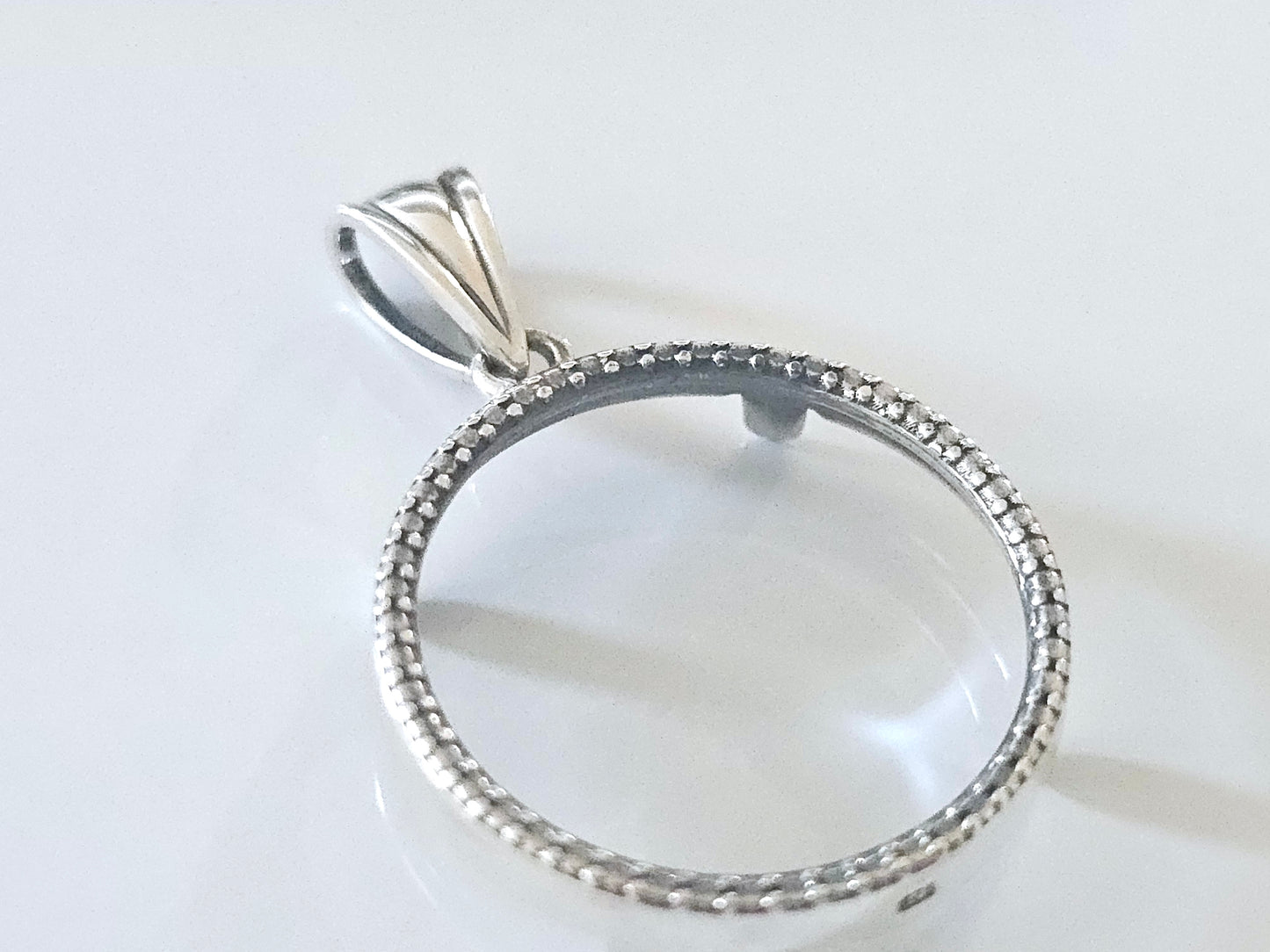 925 Sterling Silver Prong Back Illusion Edge Bezel for 21mm Nickel 5 Cent Coins