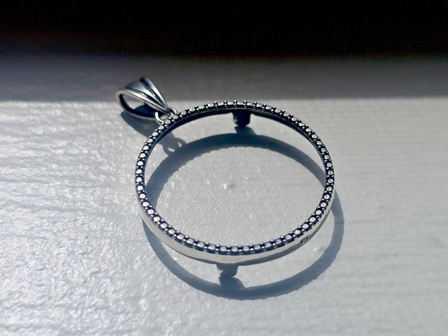 925 Sterling Silver Prong Back Illusion Edge Bezel for 26mm Susan B Anthony Dollar Coin