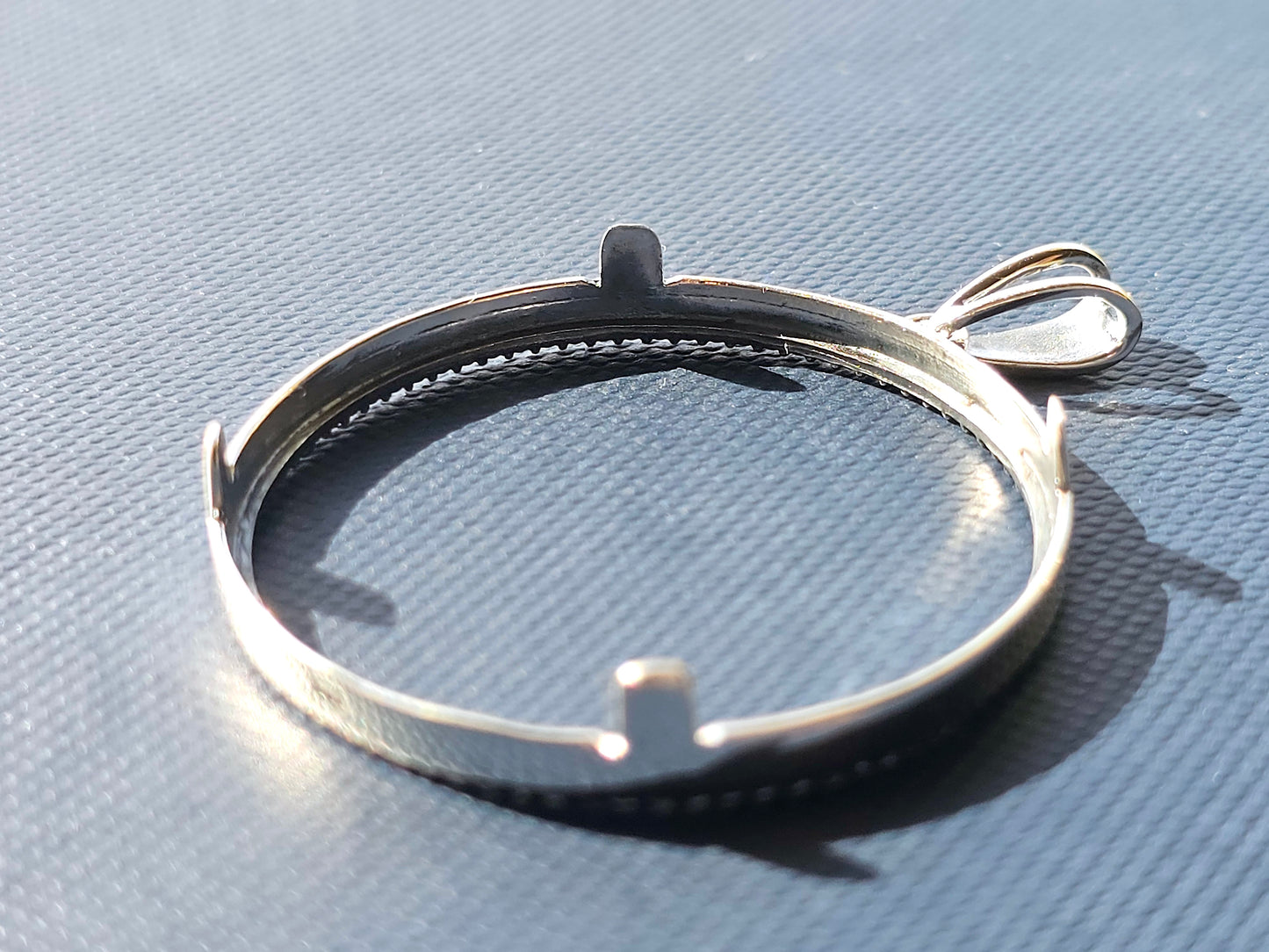 925 Sterling Silver Prong Back Illusion Edge Bezel for 36mm Coins