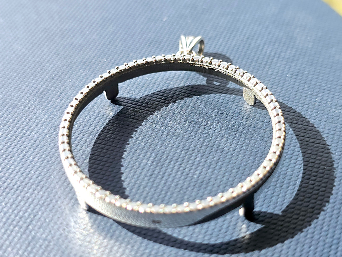 925 Sterling Silver Prong Back Illusion Edge Bezel for 38mm 1 Dollar Coins