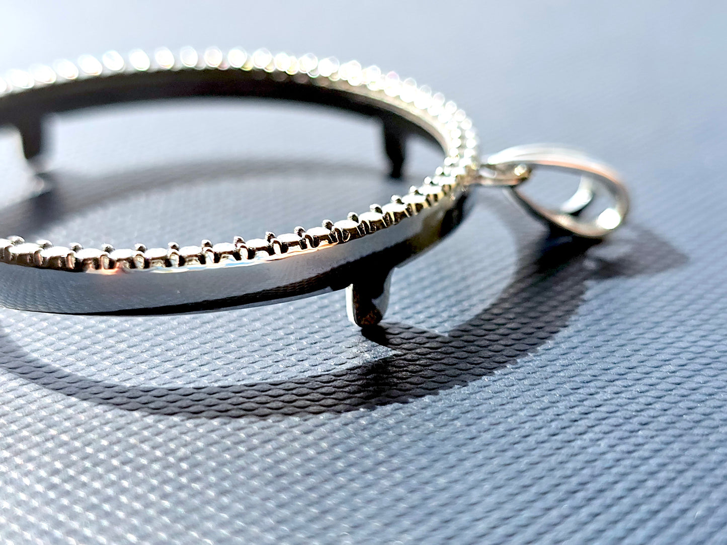 925 Sterling Silver Prong Back Illusion Edge Bezel for 38mm 1 Dollar Coins