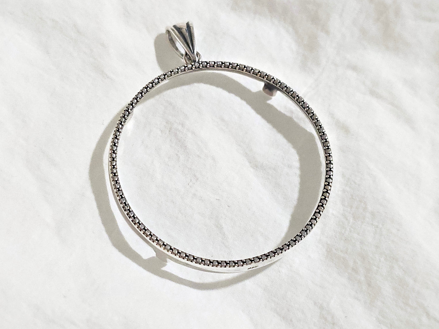 925 Sterling Silver Prong Back Illusion Edge Bezel for 39mm 1 oz Silver Rounds Casino Chips Mexican Cien Pesos Coins