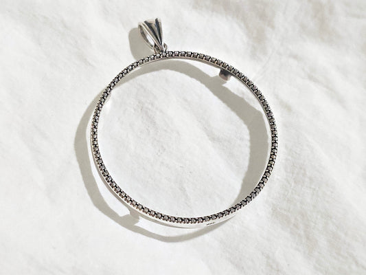 925 Sterling Silver Prong Back Illusion Edge Bezel for 39mm 1 oz Silver Rounds Casino Chips Mexican Cien Pesos Coins