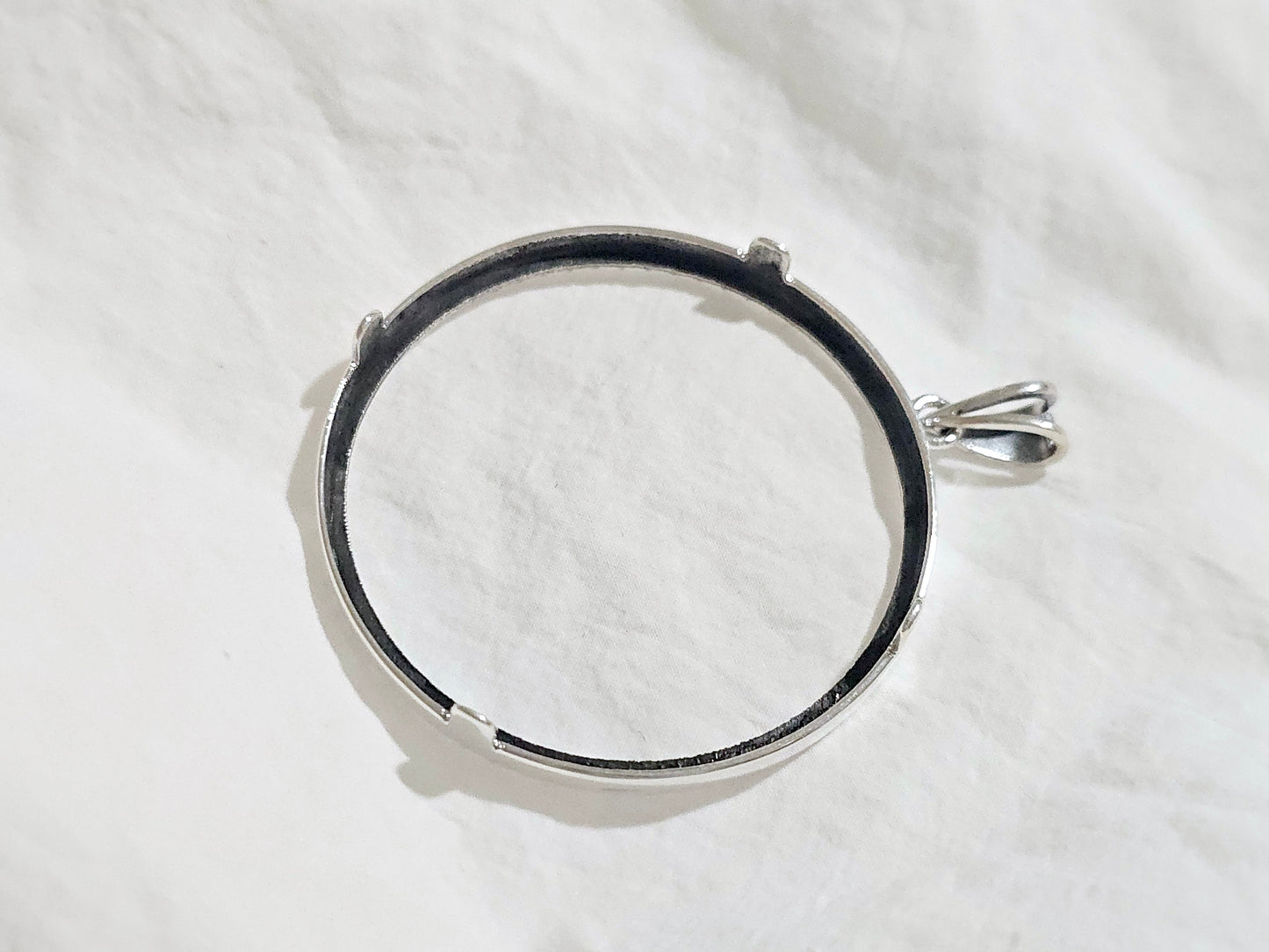 925 Sterling Silver Prong Back Illusion Edge Bezel for 41mm 1oz Coins