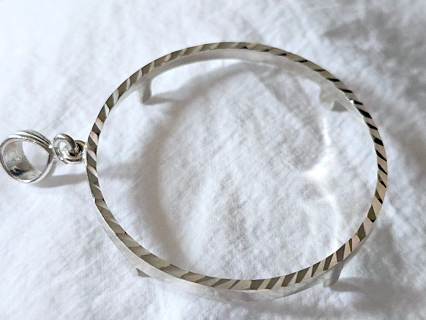 925 Sterling Silver Prong Back Diamond Cut Bezel for 38mm 1 Dollar Coins