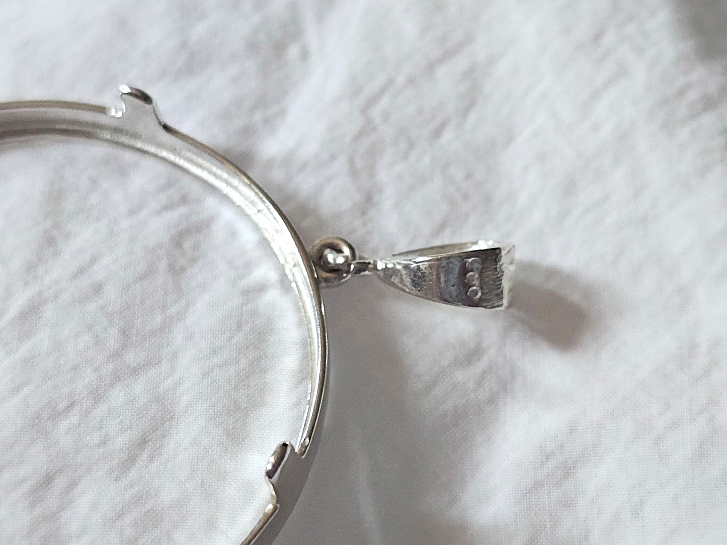925 Sterling Silver Prong Back Diamond Cut Bezel for 38mm 1 Dollar Coins