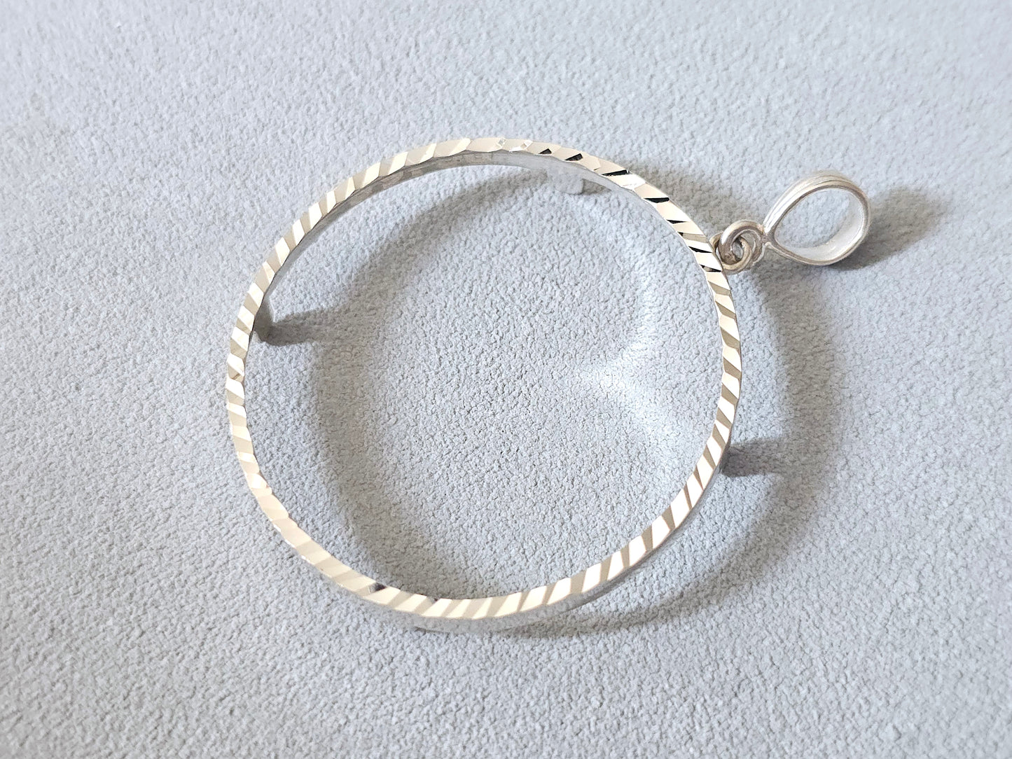 925 Sterling Silver Prong Back Diamond Cut Bezel for 39mm 1 oz Silver Rounds Casino Chips Mexican Cien Pesos Coins