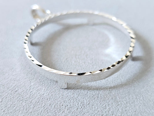 925 Sterling Silver Prong Back Diamond Cut Bezel for 41mm 1 oz Coins