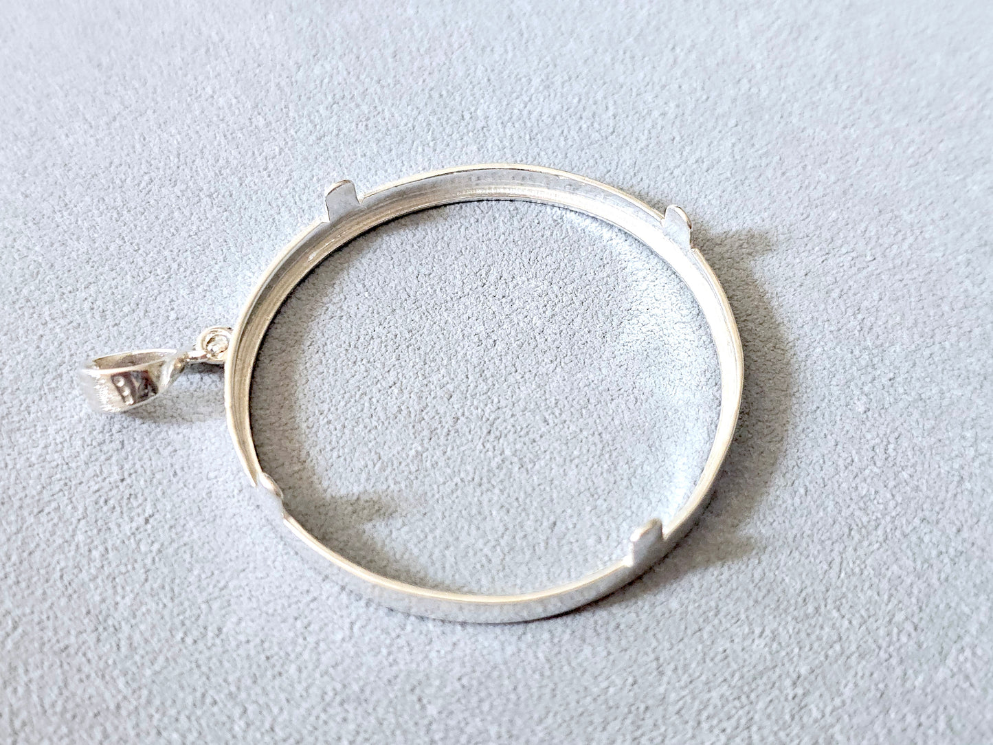 925 Sterling Silver Prong Back Diamond Cut Bezel for 41mm 1 oz Coins