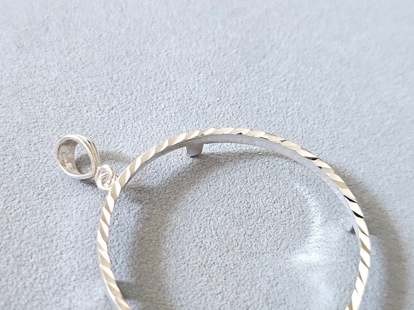 925 Sterling Silver Prong Back Diamond Cut Bezel for 41mm 1 oz Coins