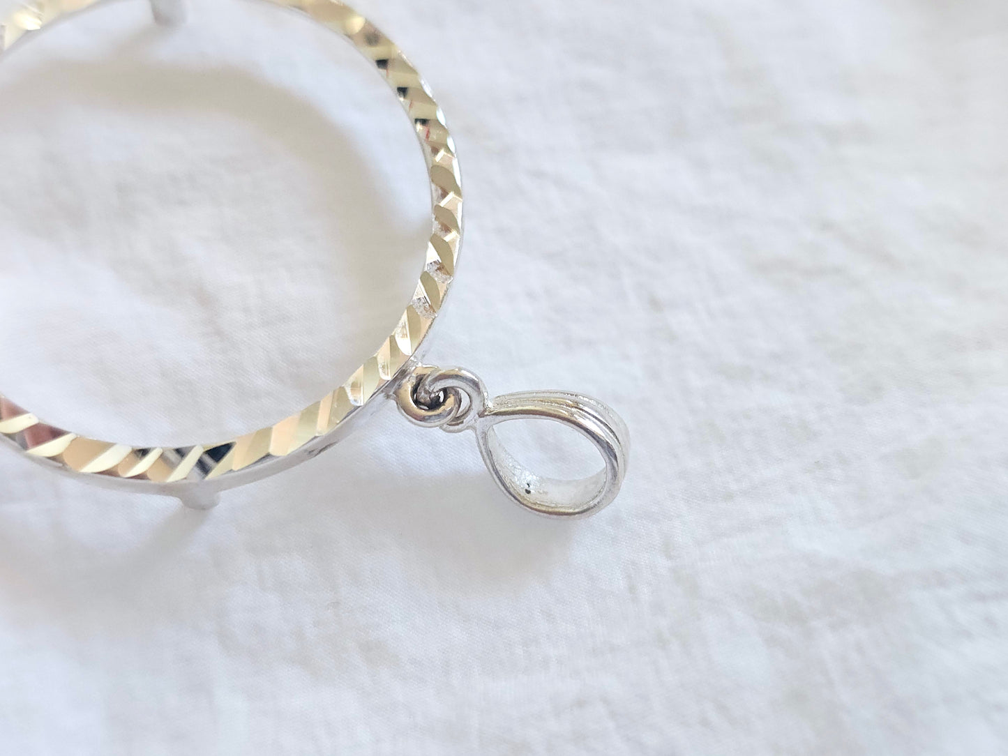 925 Sterling Silver Prong Back Diamond Cut Bezel for 30mm 50 Cent Coins