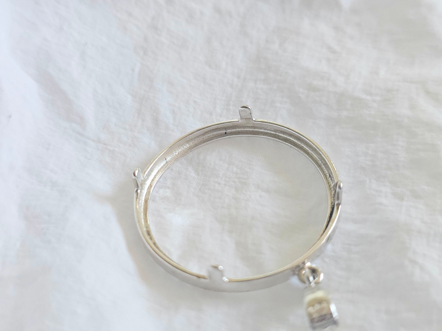 925 Sterling Silver Prong Back Diamond Cut Bezel for 30mm 50 Cent Coins