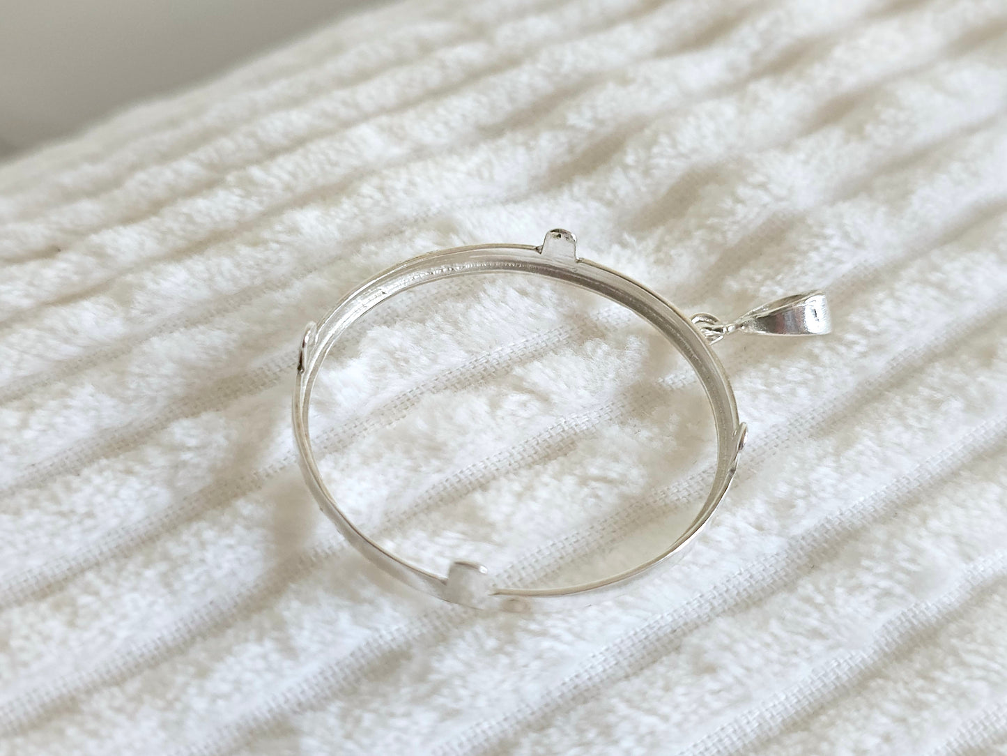 925 Sterling Silver Prong Back Diamond Cut Bezel for 36mm Coins