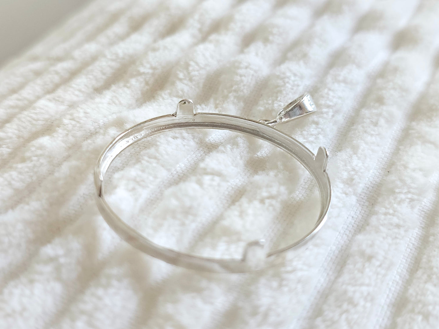 925 Sterling Silver Prong Back Diamond Cut Bezel for 36mm Coins