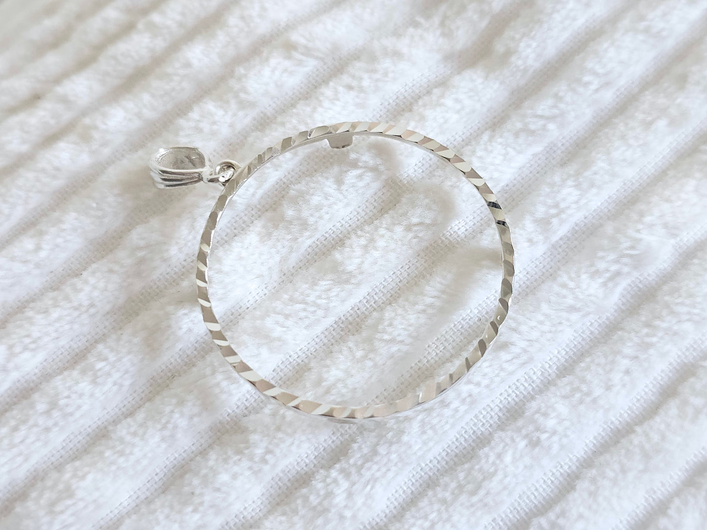 925 Sterling Silver Prong Back Diamond Cut Bezel for 36mm Coins