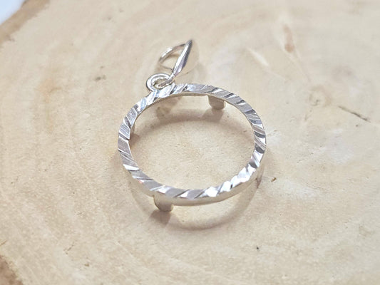 925 Sterling Silver Prong Back Diamond Cut Bezel for 18mm Dime 10 Cent Coins