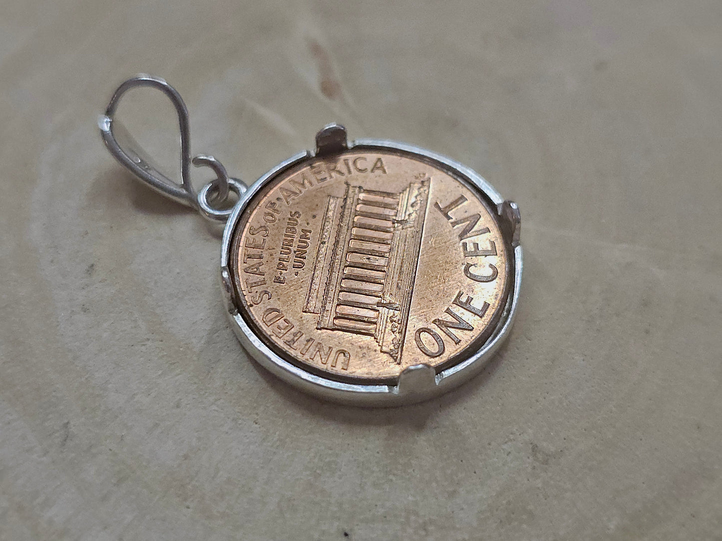 925 Sterling Silver Prong Back Diamond Cut Bezel for 19mm Penny 1 Cent Coins