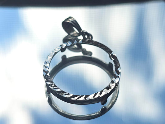 925 Sterling Silver Prong Back Diamond Cut Bezel for 24mm Quarter 25Cent Coins