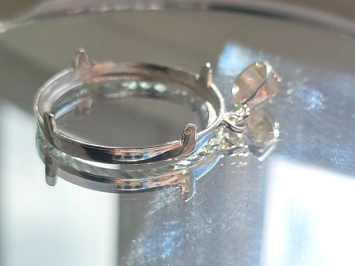 925 Sterling Silver Prong Back Diamond Cut Bezel for 24mm Quarter 25Cent Coins